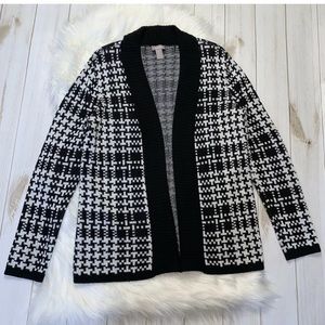 Chico’s Houndstooth Open Front Knit Cardigan